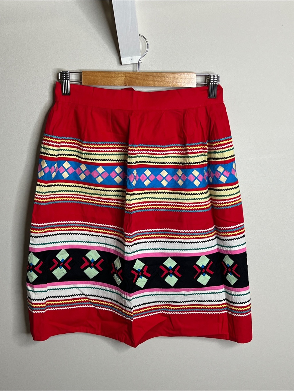 Vintage Hmong/Miao Textile Apron Folk Art Appliqué Red Geometric
